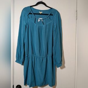 Anthropologie Liefsdottir Silk Turquoise Long Sleeve Tuni